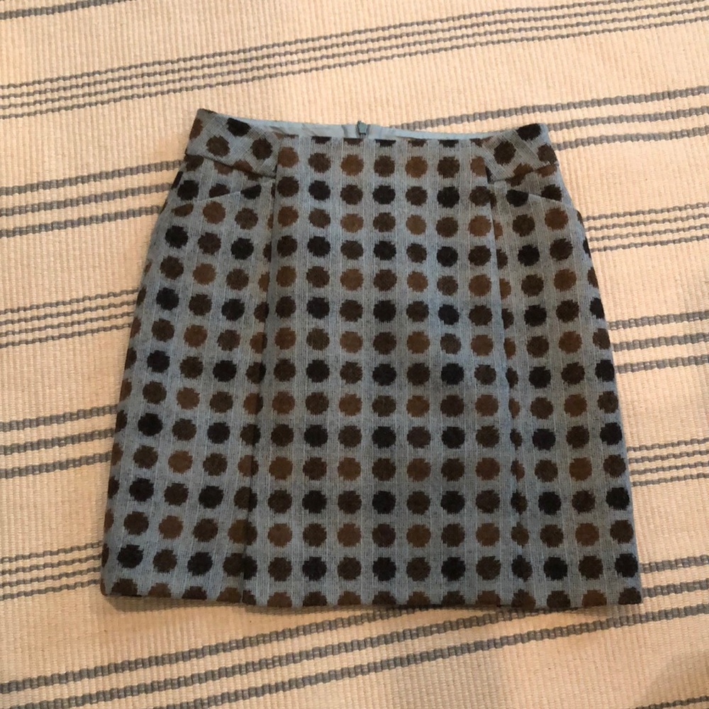 EUC Boden Wool Blue/Brown Spotty Skirt in Size 6R